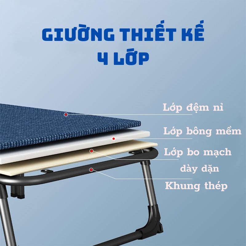 Giường gấp gọn di động dùng gia đình, văn phòng, bệnh viện, ký túc khung thép đệm êm noithatcaocap86