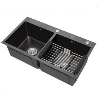 Bồn rửa chén 2 ngăn i-royal 8245l nano đen tại tphcm