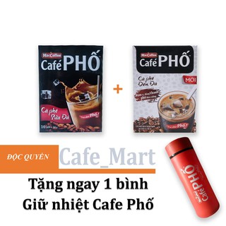 [SL có hạn] Combo 1 hộp Cà phê Phố Sữa Đá + Đen Đá tặng bình giữ nhiệt cao cấp
