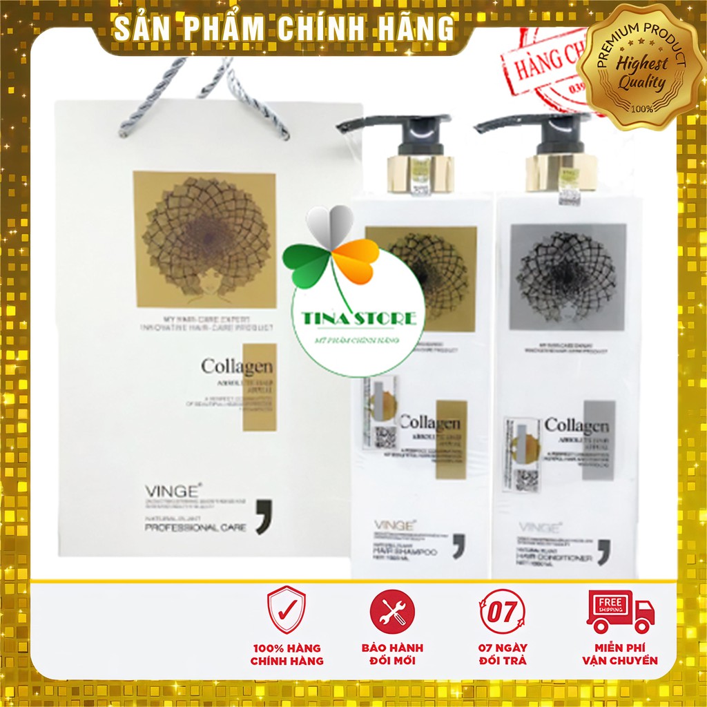 Miễn Ship🔥Cặp Dầu Gội Xả Collagen Vinge 1000ML, Giảm Rụng Tóc, Ngứa, Ngăn Rụng Tóc,Phục Hồi Tóc Hư Tổn | Hàng Chính Hãng