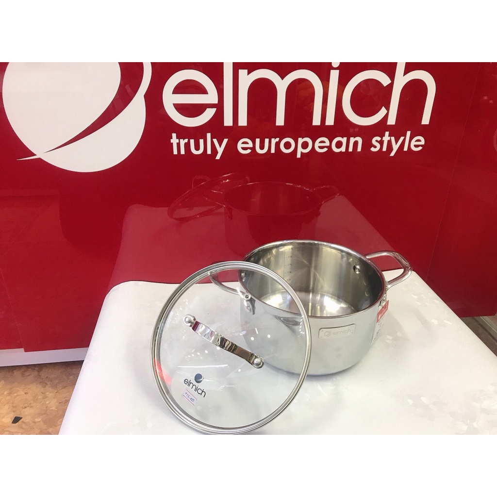 Nồi Đun, Nấu Inox 304 3 lớp Đáy Từ ELMICH Tri-Max 3731 16cm/3732 18cm/3733 20cm /3734 24cm/3735 26cm/3736 28cm