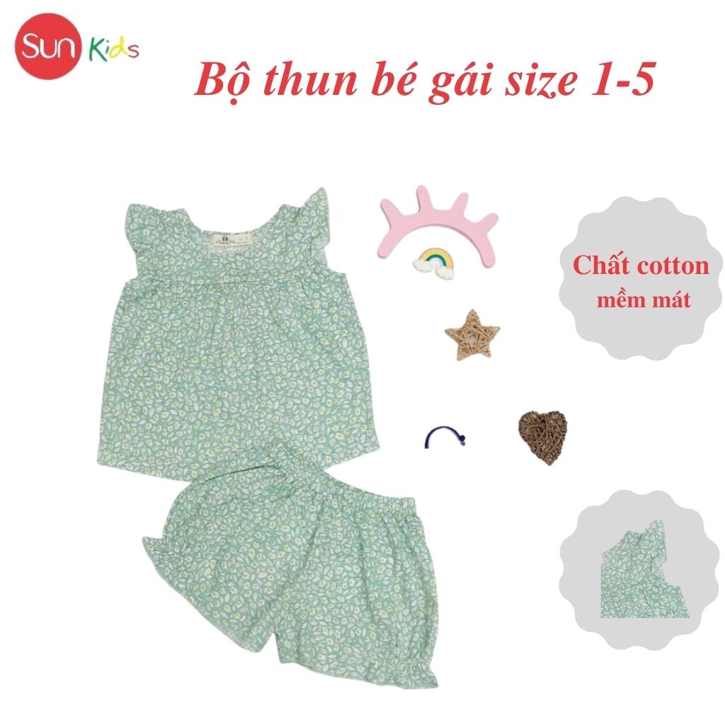 Đồ bộ thun bé gái, đồ bộ trẻ em chất cotton, có nhiều màu, size 1-5 tuổi - SUNKIDS