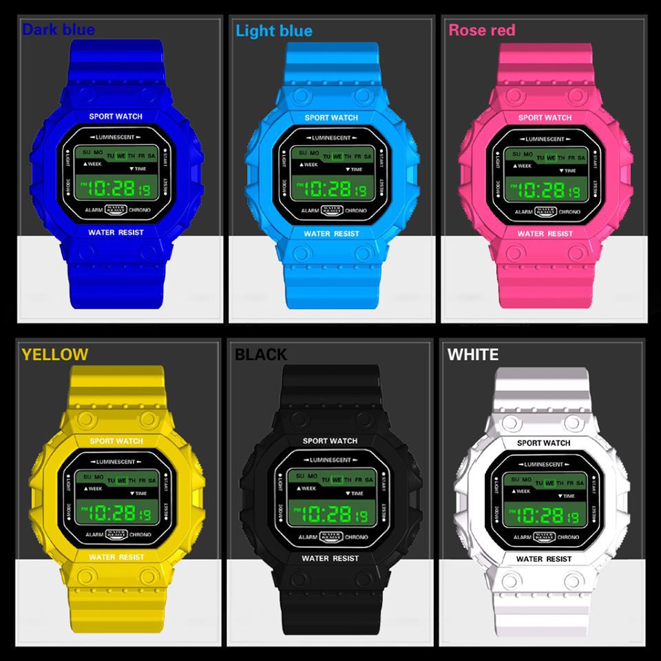 Đồng hồ unisex Honhx HONHX02 mặt vuông hiện số dễ sử dụng,dây cao su cực bền | BigBuy360 - bigbuy360.vn