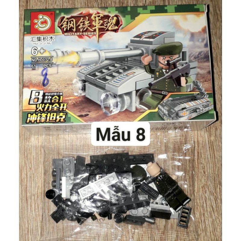 Lắp ráp 1 hộp Biệt đội thủy Quân HJ072 có nhiều chi tiết bằng nhựa