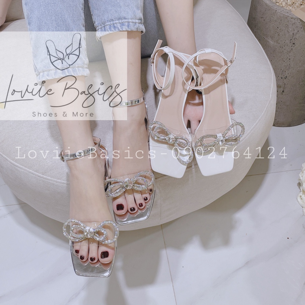 SANDAL NỮ CAO GÓT LOVIIE BASICS - SANDAL QUAI MẢNH - SANDAL ĐẾ VUÔNG - CAO GÓT 3 PHÂN NƠ ĐÍNH ĐÁ - G201202 G210428