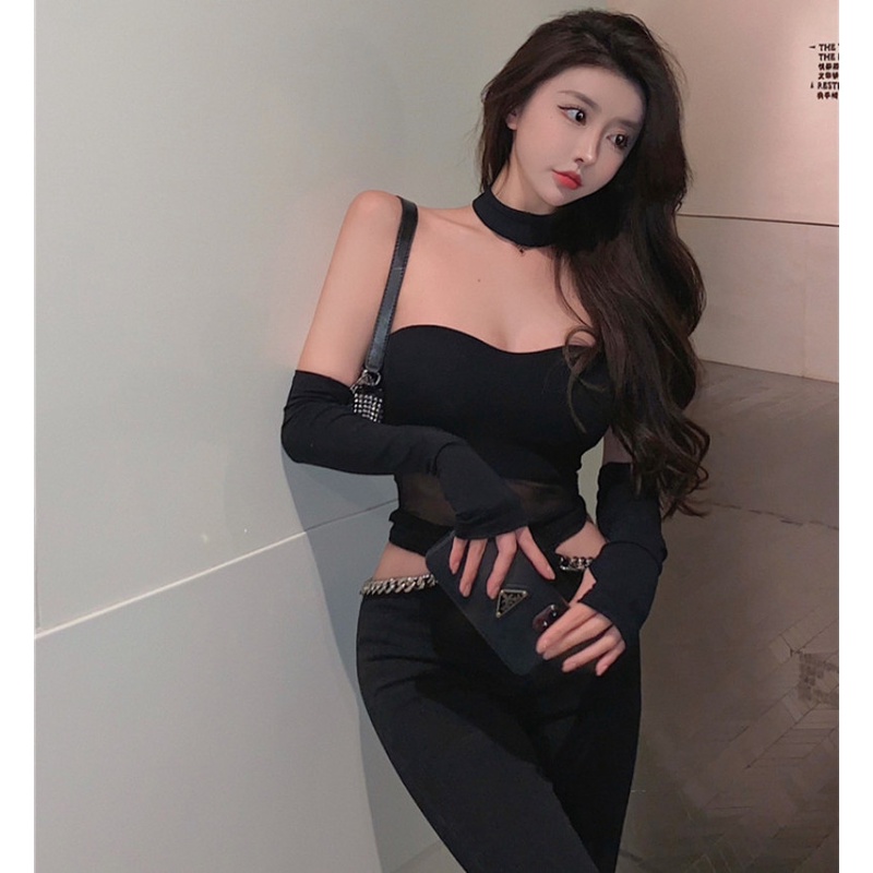 Bộ Áo Tay Phối Lưới + Quần Jean Rách Thời Trang Mùa Hè Dễ Phối Đồ Cho Nữ