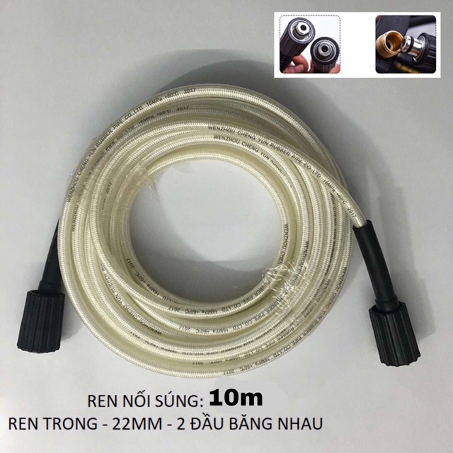 10m Ống dây rửa xe cho máy bơm xịt rửa áp lực cao S2_Ren trong 22mm