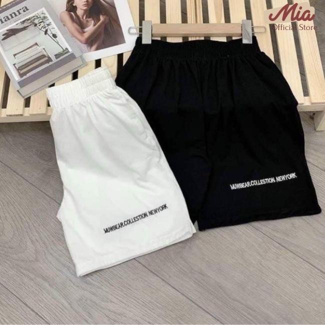 Quần short nữ, quần đùi nữ thêu vải đũi mát - Mia Store