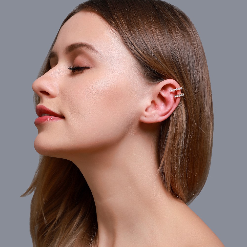 Khuyên kẹp vành tai đính ngọc trai giả không đau phong cách Hàn Quốc thời trang dành cho nữ