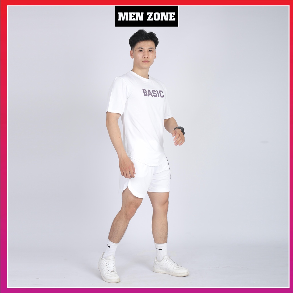 Bộ thể thao nam COOLFIT bộ đồ quần áo nam tập gym BASIC ngắn tay vải thun lạnh thoáng mát, co giãn, chuẩn form