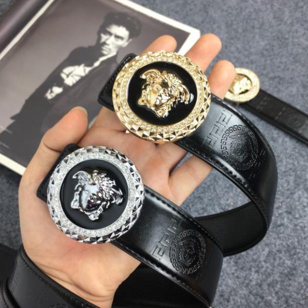 Thắt Lưng Nam Ver.sace Đính Đá Vàng Bạc, Dây Lưng Nam Dài 1m1, Dây Nịt Nam Da PU cao cấp V02 🎖️