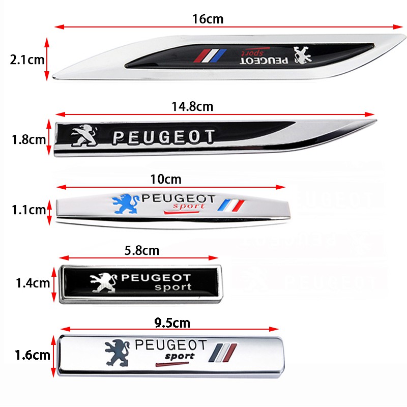 Set 2 miếng dán kim loại dành cho trang trí xe hơi Peugeot 206 308 3008 107 407 406 408 208 301 2008 307 207