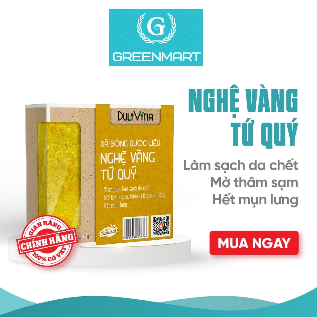 Xà bông Thảo Dược, Xà Phòng Dược Liệu Thiên Nhiên DuliVina Làm Sạch Sâu, Tẩy Tế Bào Chết Nhẹ Nhàng 100g- Greenmart | BigBuy360 - bigbuy360.vn
