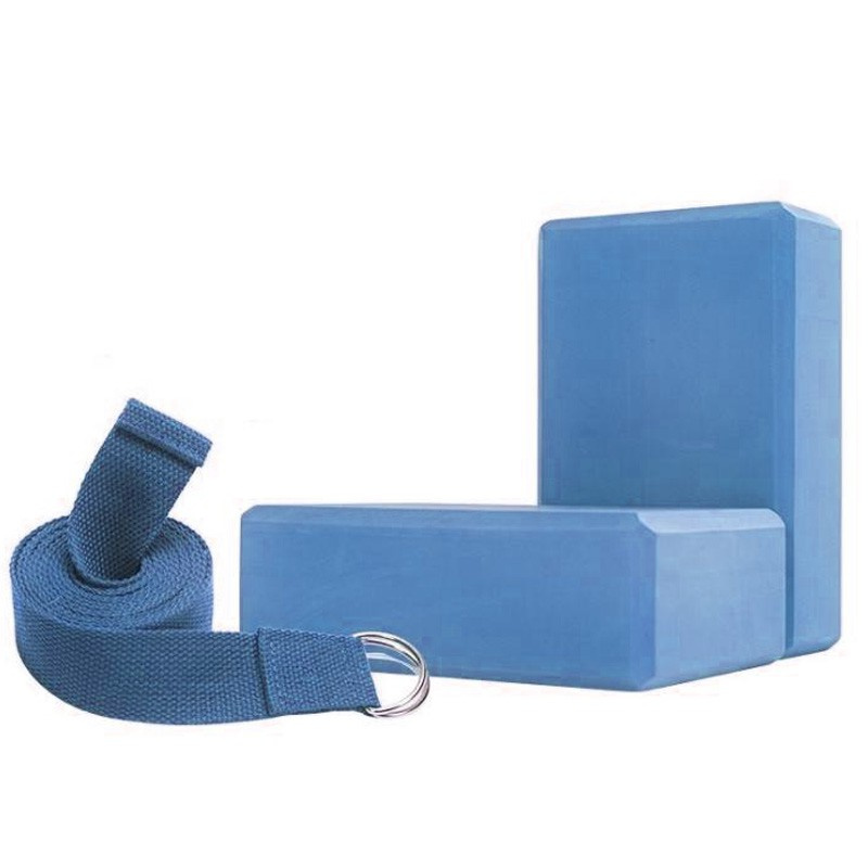 Home Yoga Block Set Stretch Band Pilates Fitness Equipment Blue
