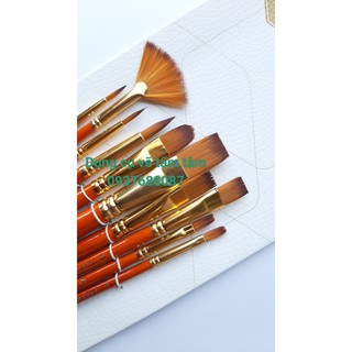 [Giá Tốt] Bộ cọ vẽ đầu nhọn, tròn, vát (cọ bộ vẽ nhiều đầu)
