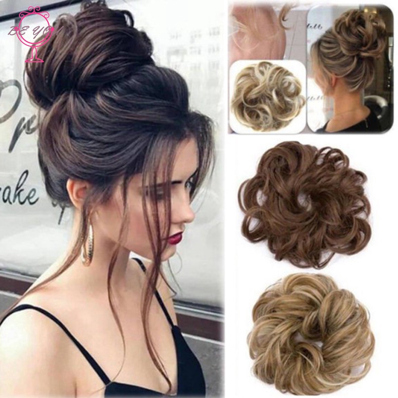 BY Easy to Wear Stylish Hair Scrunchies Naturally Messy Curly Bun Hair Extension