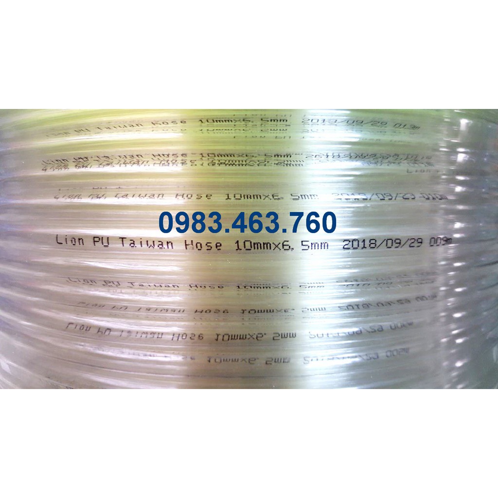 DÂY HƠI PU KHÍ NÉN LION ỐNG 6.5 *10 mm* 100 MÉT- TRẮNG CAO CẤP