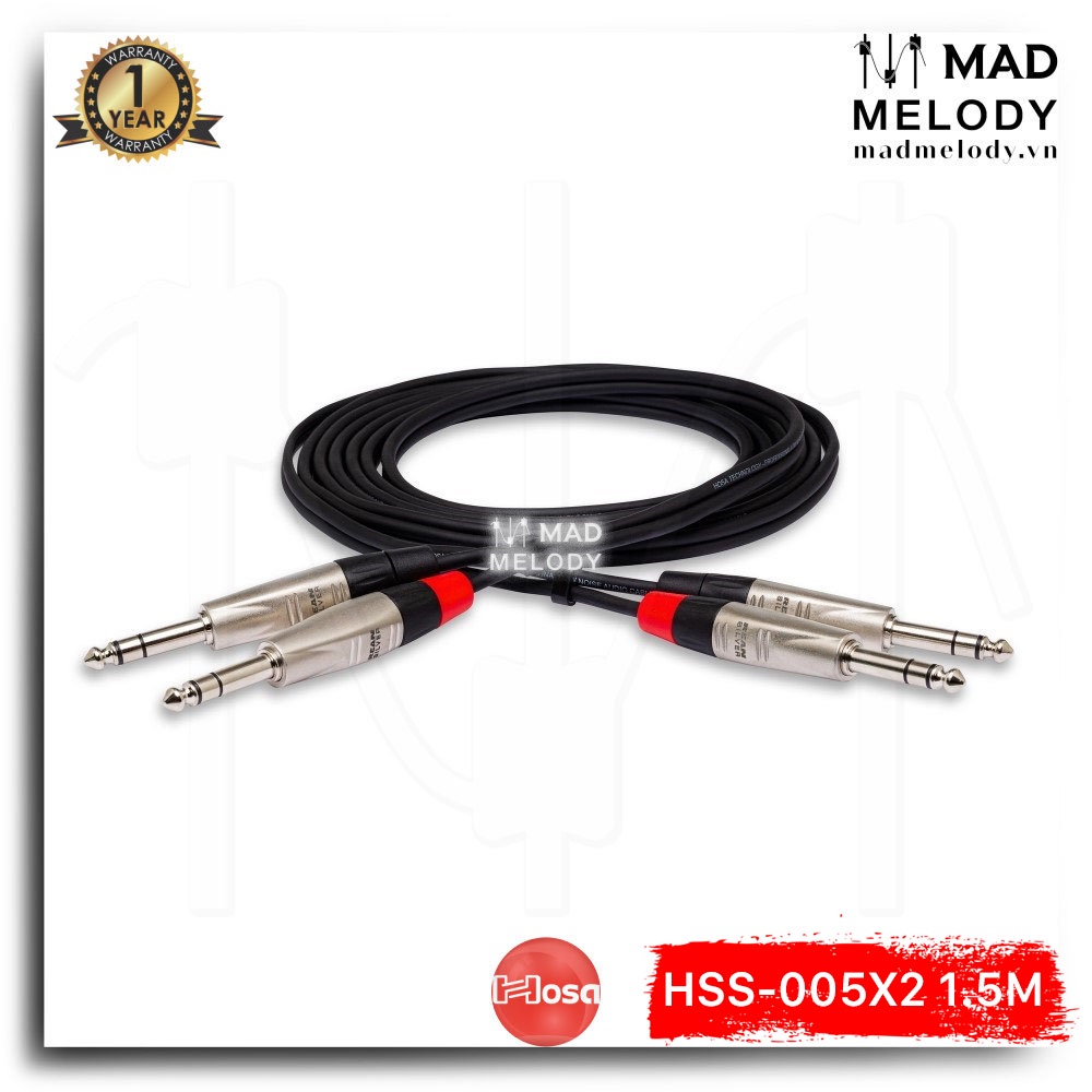 Hosa Pro Stereo Interconnect HSS-010X2  [Dây cáp loa 6.35mm TRS, NEW & chính hãng