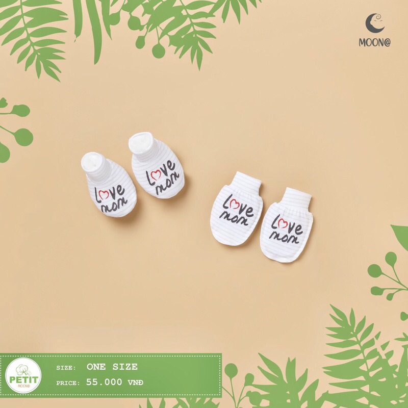 Set bộ nón - bao tay chân sơ sinh Moon petit mẫu Dadmom