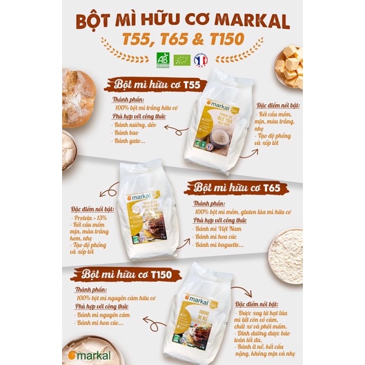 Bột mì đa dụng hữu cơ T55 Markal 1kg