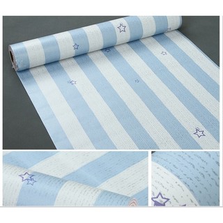 Decal giấy dán tường sọc sao xanh