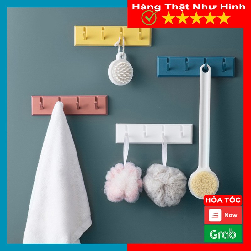 Thanh 4 Móc Dán Tường Treo Đồ Nhiều Màu Sắc Tiện Dụng - MTDDT