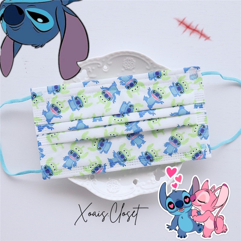 Khẩu trang Stich dây xanh xinh mẫu 15