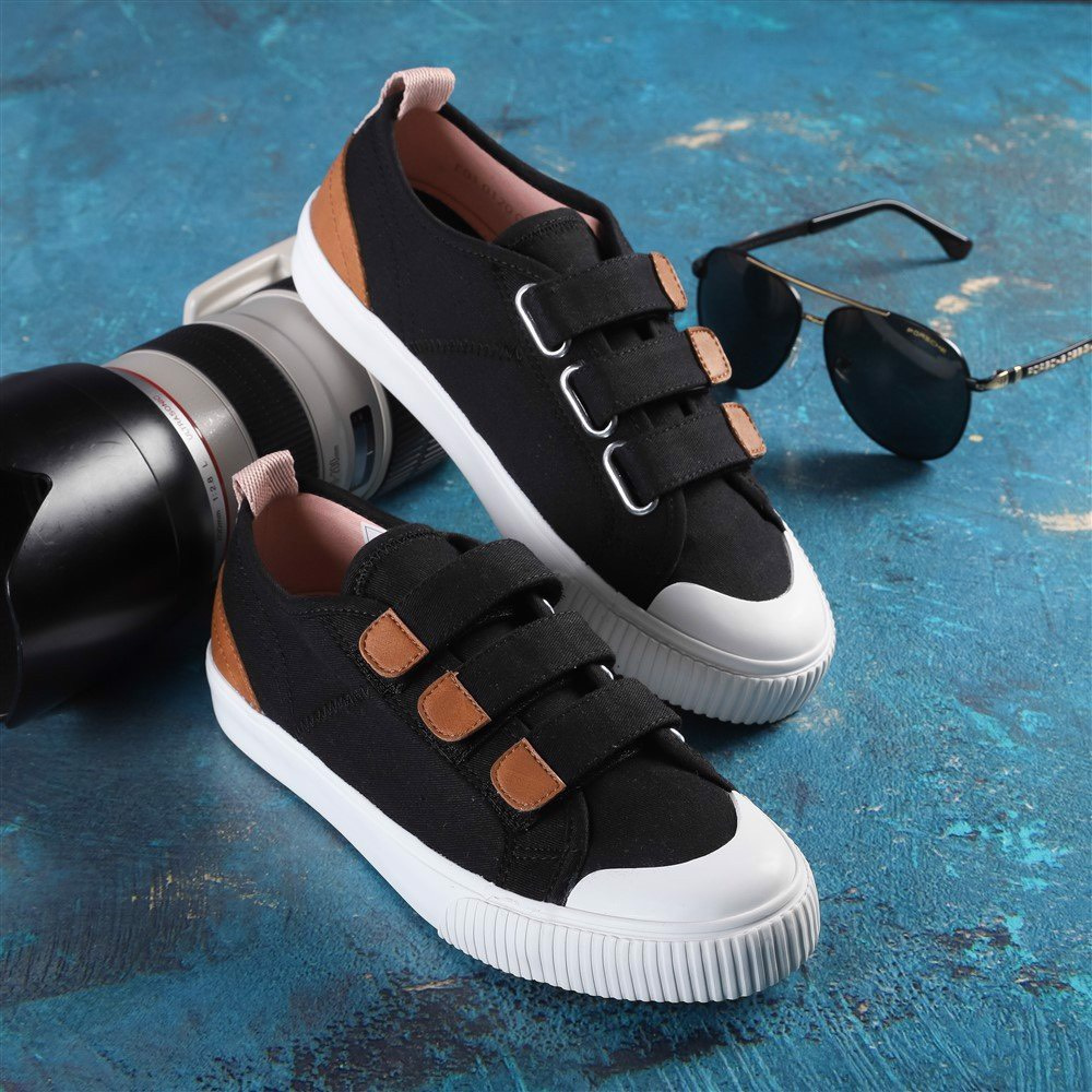 Giày Sneaker Chính Hãng Dincox/Coxshoes E01 Black Quai Dán