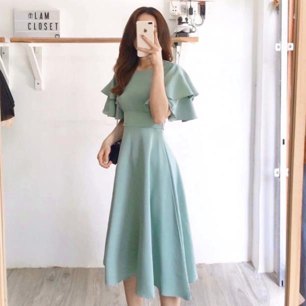 Đầm váy bo eo tay bèo 4 màu (kèm hình thật) | BigBuy360 - bigbuy360.vn