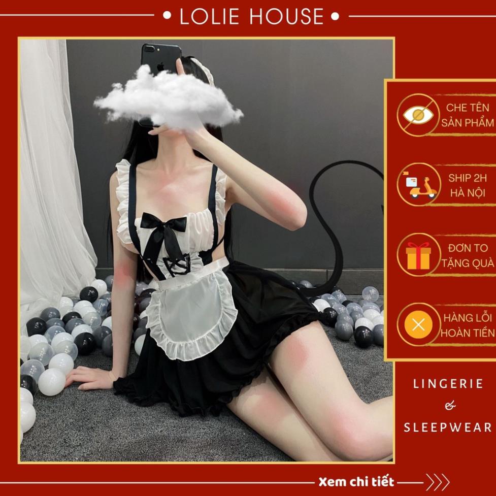 Cosplay hầu gái sexy anime maid cute - Váy đầm ngủ cosplay cô hầu bàn tạp dề trăng gợi cảm LOLIE HOUSE - CP36 