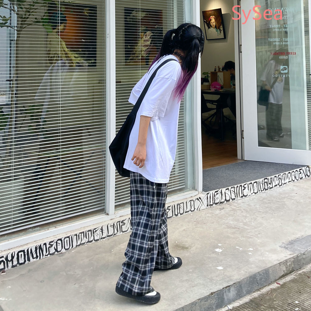 Quần dài ống rộng hoạt tiết caro thời trang cho nữ