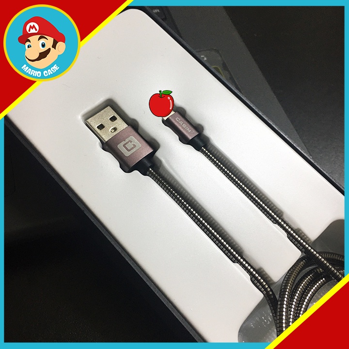 Dây cáp sạc chân lightning CASIM A-C29 bọc lò xo kim loại chống đứt, hỗ trợ sạc nhanh cho iphone, ipad,airpod Mario case