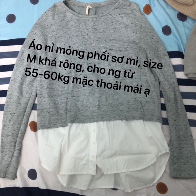 Áo nỉ phối sơ mi freesize