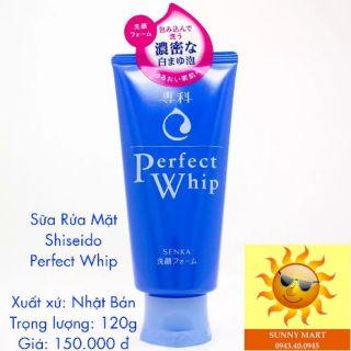 Sữa rửa mặt Shiseido Perfect Whip - Chính hãng Nhật Bản