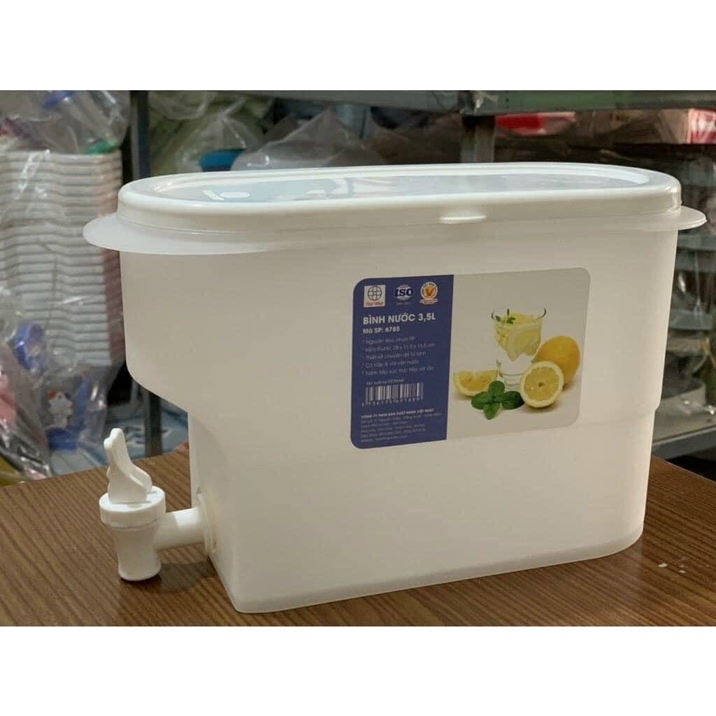 ⚡️𝐅𝐑𝐄𝐄 𝐒𝐇𝐈𝐏⚡️ Bình Đựng Nước Để Tủ Lạnh Có Vòi 3.5L Tiện Lợi ( BÌNH TRẮNG CÓ VÒI)