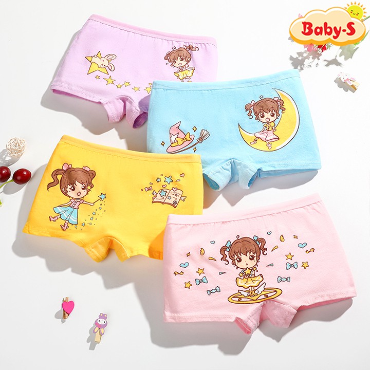 Quần chip đùi cho bé, Quần chip đùi cotton hình cô bé nhiều màu cho bé 2-12 tuổi chất cotton nhẹ mát Baby-S – SC005