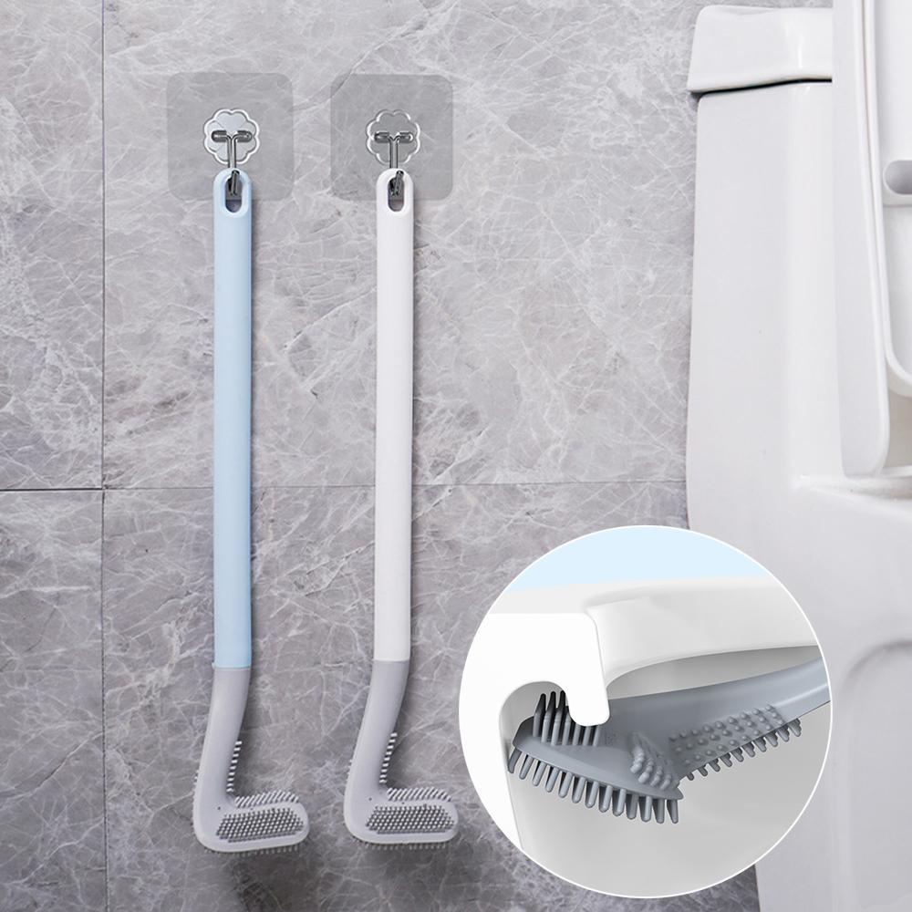 PISTA Bàn Chải Cọ Rửa Toilet Bằng Silicone Cán Dài Tiện Lợi