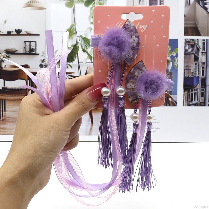 Kẹp tóc hình quạt phối tua rua thời trang dành cho nữ