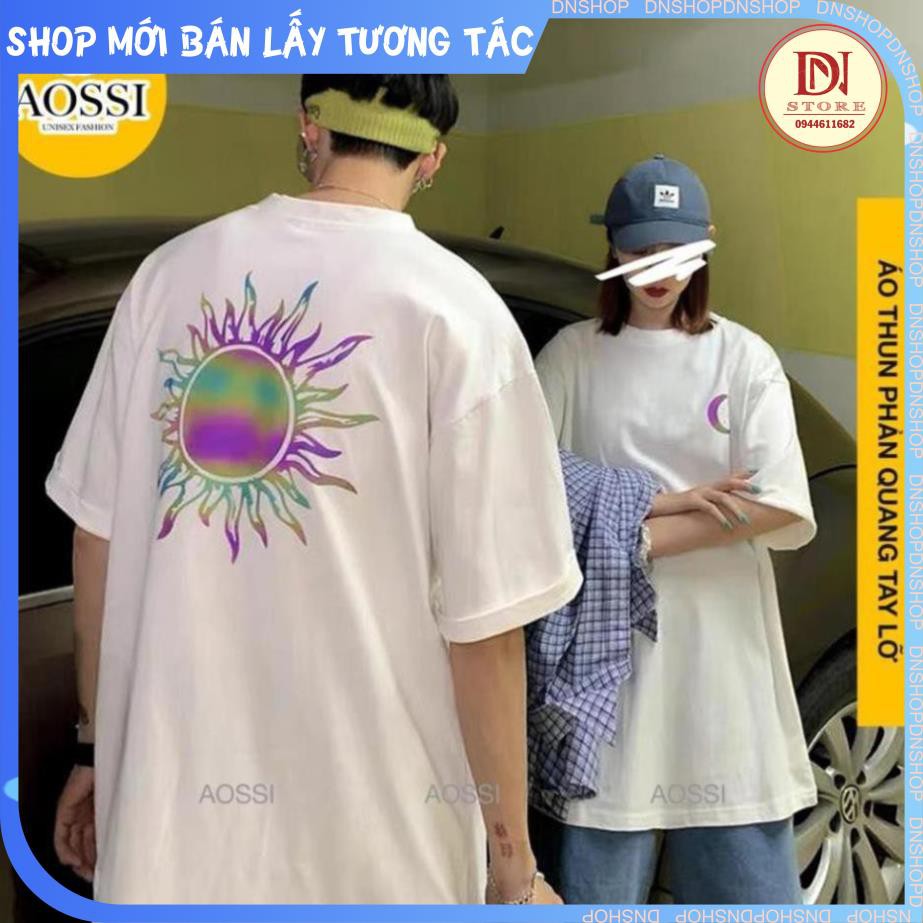 Áo thun phản quang tay lỡ SUN and MOON - form Unisex chất Cotton mát mịn hot trend 0nlshop