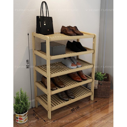 MIỄN SHIP Kệ Giầy Dép Gỗ 5 Tầng 62cm