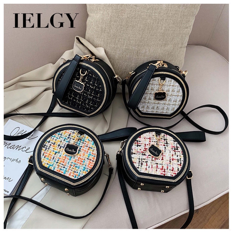 Túi Đeo Chéo Đựng laptop Phối Dây Xích Hình Tròn Nhỏ Nhắn Phong Cách Đường Phố Cổ Điển Thời Trang Cho Nữ