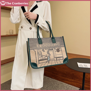 [The Cranberries👜]Túi tote vải cỡ lớn Starbucks Túi đựng máy tính xách tay Túi đeo vai