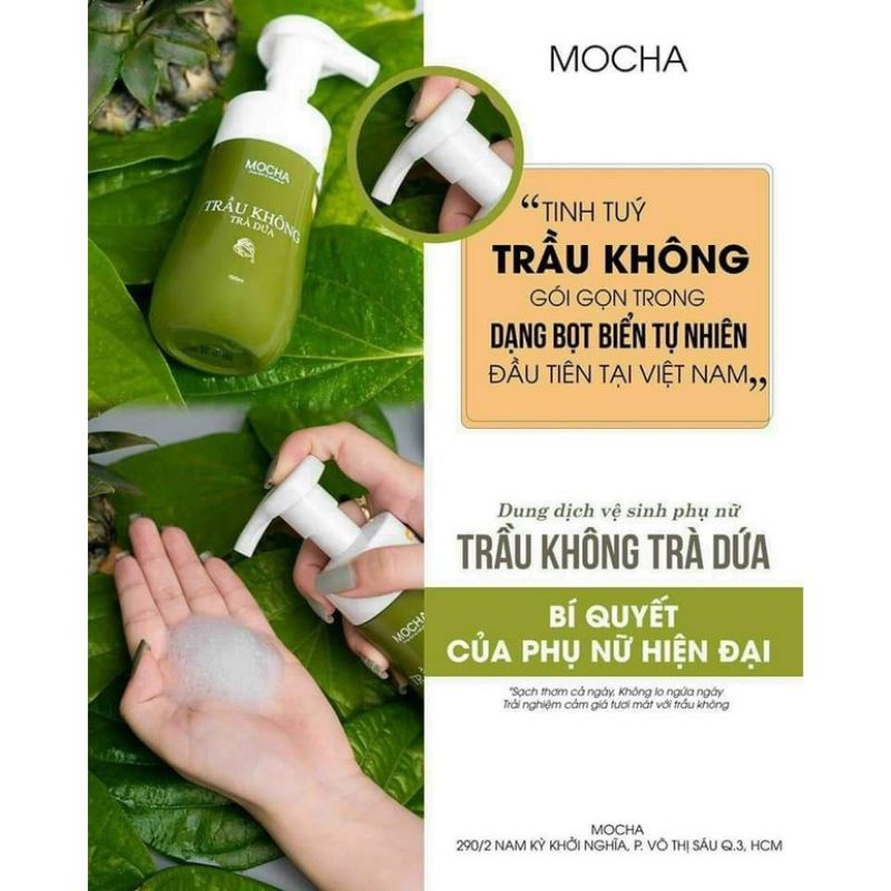 [Mua 1 tặng 1] Dung dịch vệ sinh trầu không trà dứa Mocha 150ml, dạng bọt mua 1 tặng 1 nước hoa vùng kín