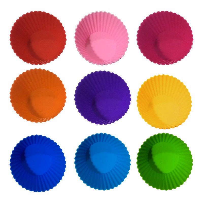 UNLIMONLIFE [10PCS] Baking Cup Liner Baking Molds Round Shape Silicone Cupcake Mould Maker Mold Tray DIY Cake Tools