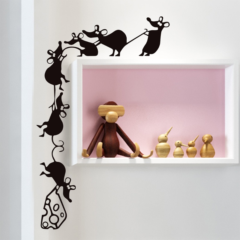 Sticker Dán Tường Trang Trí Hình Chú Chuột Nhỏ Đáng Yêu