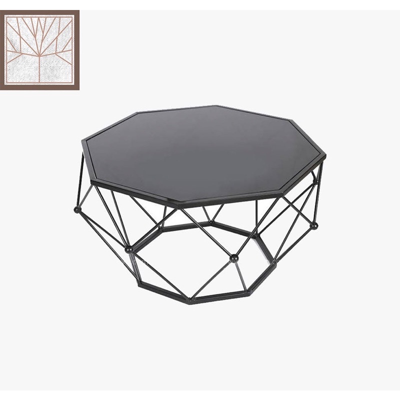 Bàn trà sofa kim cương phòng khách mặt kính bát giác sang trọng hiện đại
