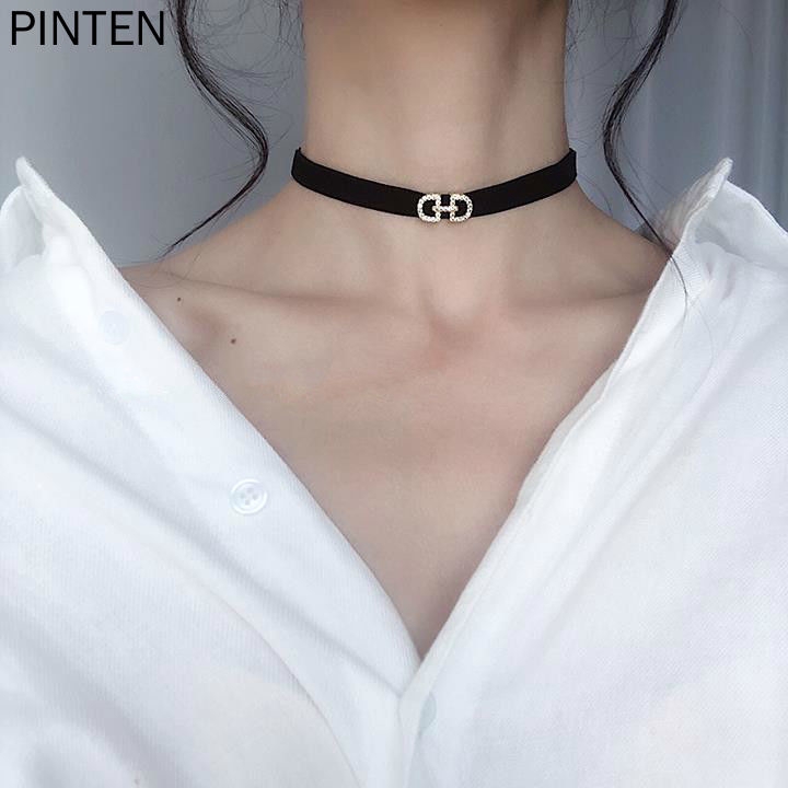 Vòng Cổ choker Màu Đen Bằng Vải Nỉ Thời Trang Cá Tính Cho Nữ