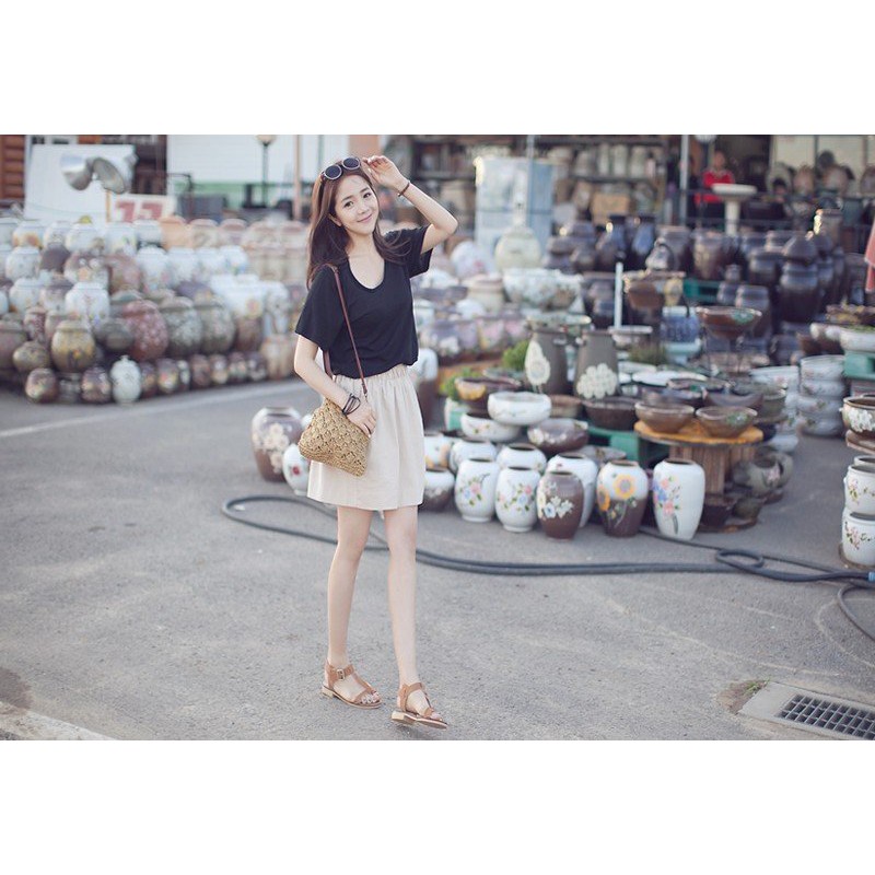 [NowShip - Giao Ngay] Túi Cói Boho Vintage Đeo Vai, Đeo Chéo Hình Tròn Dây Da Màu Nâu Be Trơn