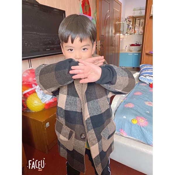 Áo Khoác dạ Lót Lông Cho Các Bé Siêu Ấm