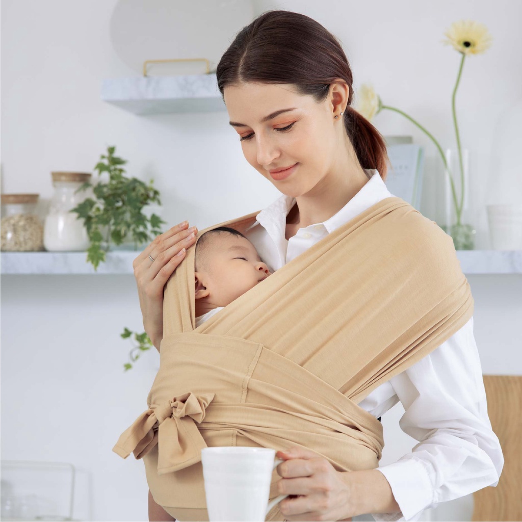 Địu vải Jumy, địu em bé bằng cotton cao cấp siêu dịu nhẹ, thoáng mát khi tiếp xúc với làn da trẻ nhỏ - Màu be